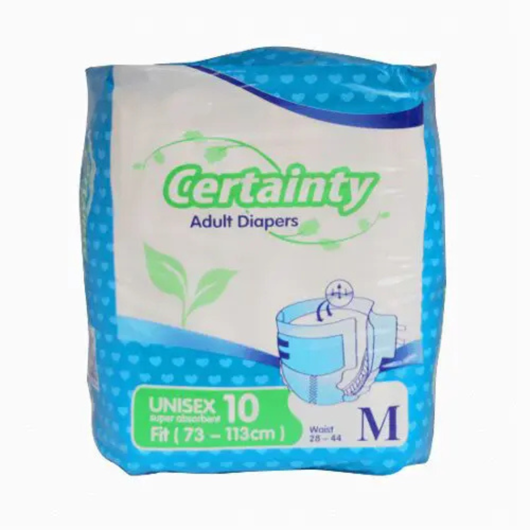 Certainty Unisex Adult Nappies Size Medium (73 – 113 cm) 10 Pack