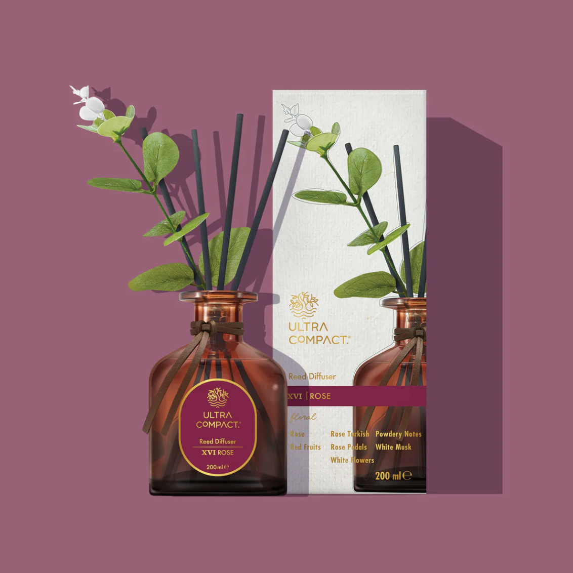 Ultra Compact Reed Diffuser - Rose (200ml)