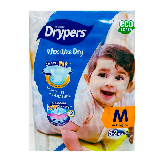 Drypers Wee Wee Dry Size Medium (6 – 11 kg) Jumbo 52 Pack