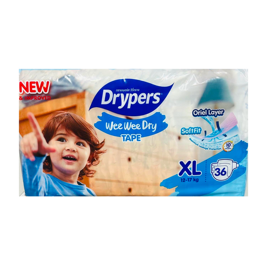 Drypers Wee Wee Dry Size X-Large (12 – 17 kg) Jumbo 36 Pack