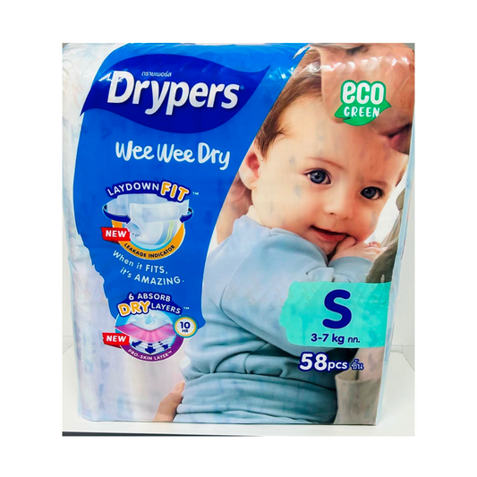 Drypers Wee Wee Dry Size Small (3 – 7 kg) Jumbo 58 Pack