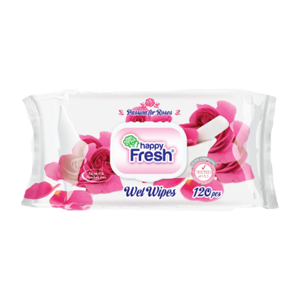 Happy Fresh Wet Wipes 120’s – Passion for Rose